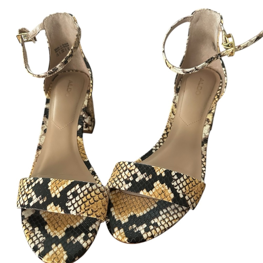 ALDO Women's Snakeskin Sandals - Black and Tan